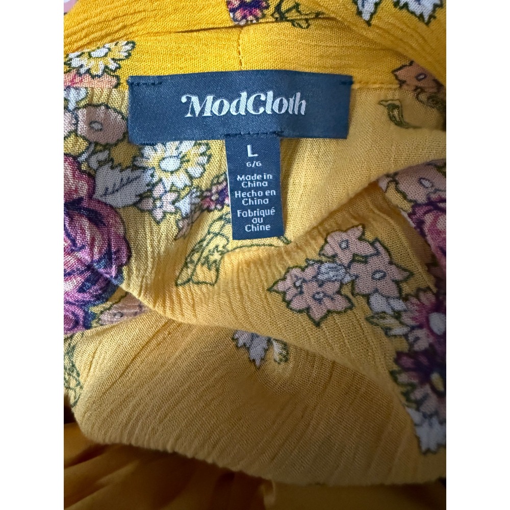 ModCloth Downhome Darling Yellow Western Cowboy Rodeo Dress w/ Slip Size Large - Picture 3 of 13